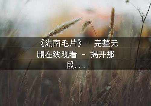 《湖南毛片》- 完整无删在线观看 - 揭开那段被尘封的真相