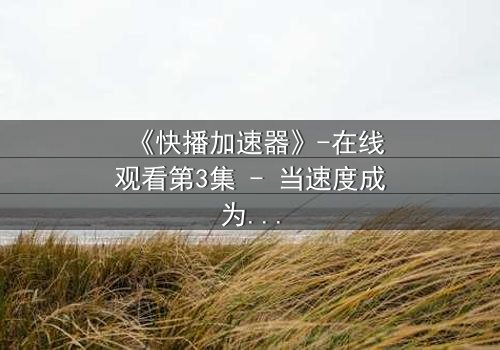 《快播加速器》-在线观看第3集 - 当速度成为致命诱惑,谁能逃脱?