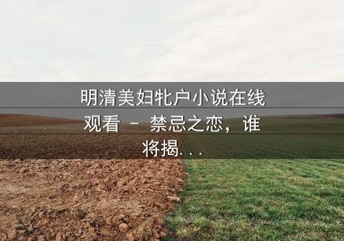 明清美妇牝户小说在线观看 - 禁忌之恋,谁将揭开真相?